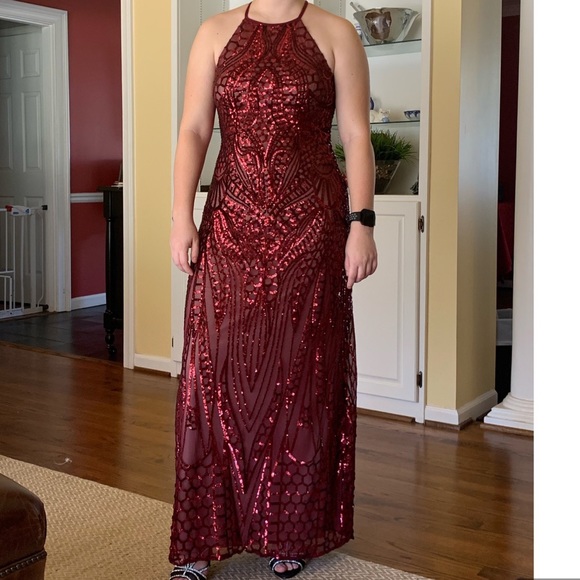 Nightway Sequin Prom Dress Size 8 - Picture 4 of 6